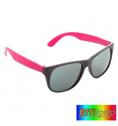 CZARNE okulary przeciwsłoneczne GLAZE z różowymi zausznikami. Gadżet pod nadruki reklamowe.